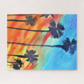 Peinture de puzzle de palmier couché de soleil (Horizontal)