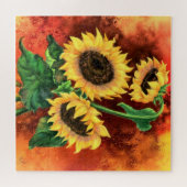 Peinture de Puzzle de trois tournesols (Horizontal)
