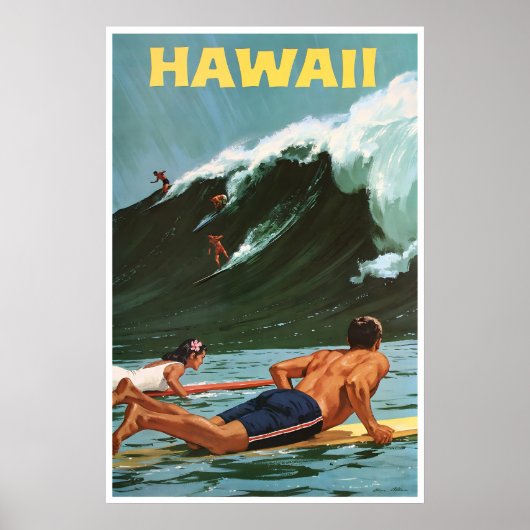 Peinture de surf à Hawaï Impression d'art hawaïen (Devant)