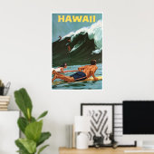 Peinture de surf à Hawaï Impression d'art hawaïen (Bureau à domicile)