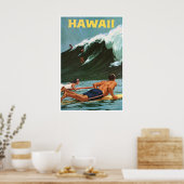 Peinture de surf à Hawaï Impression d'art hawaïen (Cuisine)