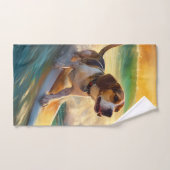 Peinture de surf de la plage Beagle (Serviette à main)