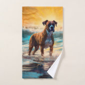 Peinture de surf de la plage Boxer (Serviette à main)