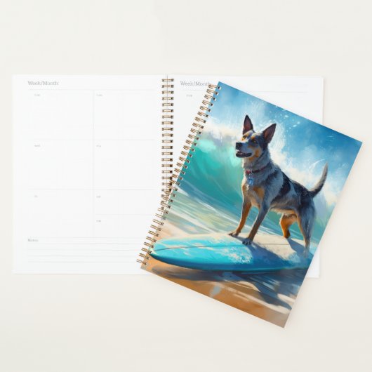 Peinture de surf de plage de Blue Heeler (Devant avec enveloppe)