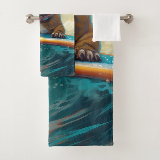 Peinture de surf de plage de Bouledogue français (En situation)