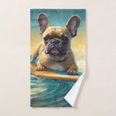 Peinture de surf de plage de Bouledogue français (Serviette à main)