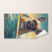 Peinture de surf de plage de Bouledogue français (Serviette à main)