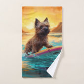 Peinture de surf de plage de Terrier Cairn (Serviette à main)