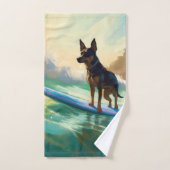 Peinture de Surf sur Plage de Kelpie Australien (Serviette à main)