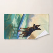 Peinture de Surf sur Plage de Kelpie Australien (Serviette à main)