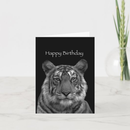 Peinture de tigre Bonne carte d'anniversaire (noir (Devant)