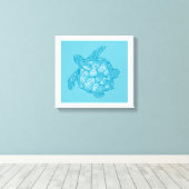 Peinture de tortue bleu Batik sur toile (Insitu (Plancher de Bois))