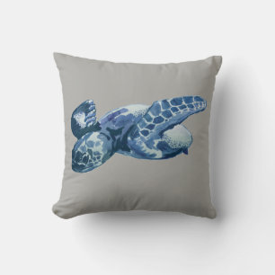 Peinture de tortue marine Coussin gris