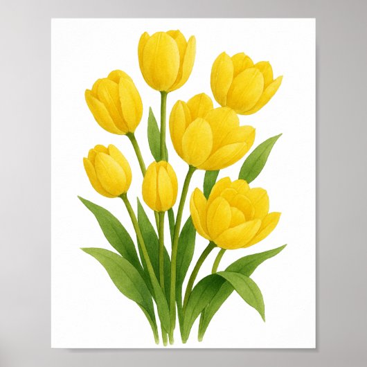 Peinture de tulipes jaunes Art mural floral (Devant)