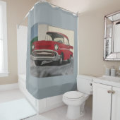 Peinture de voiture rouge à l'ancienne, rideaux de (En situation)