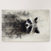 Peinture d'encre d'un puzzle de raton laveur (Horizontal)