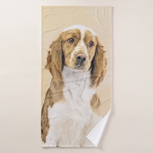 Peinture d'espagnol Welsh Springer - Art original (Serviette de bain)