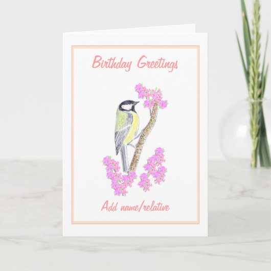 Peinture d'oiseaux, Carte d'anniversaire, ajouter  (Devant)
