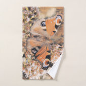 Peinture d'un papillon orange sur bain de fleurs à (Serviette à main)