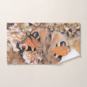 Peinture d'un papillon orange sur bain de fleurs à (Serviette à main)