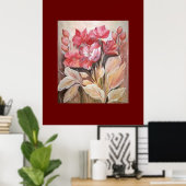 Peinture d'une affiche florale en coquelicots rose (Bureau à domicile)
