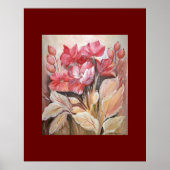 Peinture d'une affiche florale en coquelicots rose (Devant)