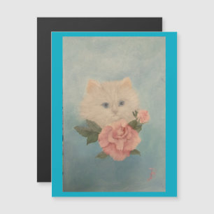 Peinture d'une carte magnétique de chaton blanc