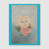 Peinture d'une carte magnétique de chaton blanc (Devant)