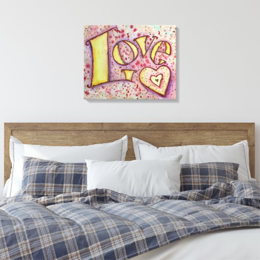 Peinture en toile d'art en toile d'amour rose doux (Insitu(Chambre))