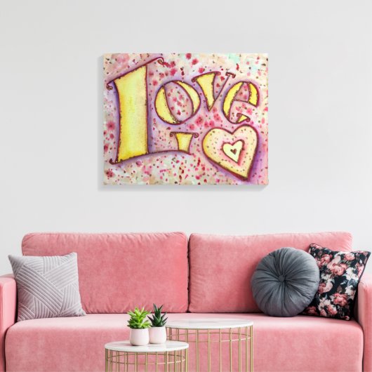 Peinture en toile d'art en toile d'amour rose doux (Insitu(Salon))