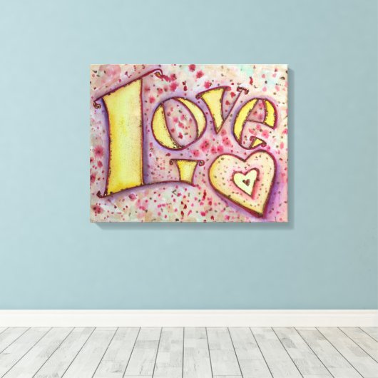 Peinture en toile d'art en toile d'amour rose doux (Insitu (Plancher de Bois))