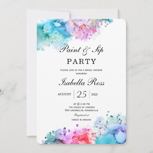 Peinture et Sip Invitation de la douche nuptiale (Devant)