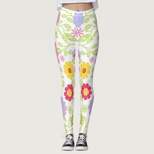 Peinture florale Peinture Motif Leggings (Devant)