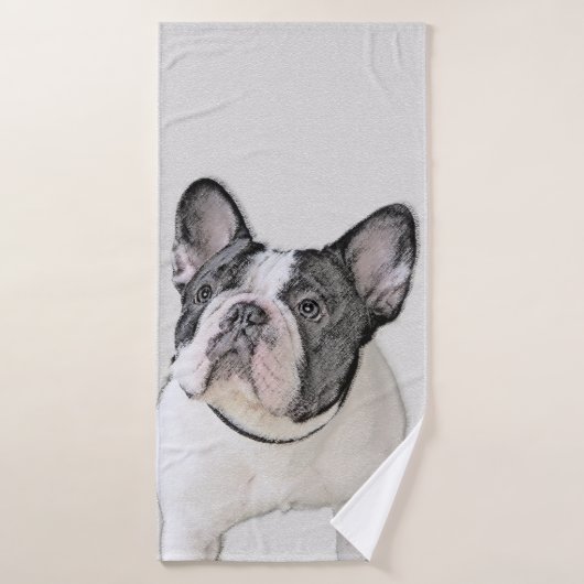 Peinture française de Bulldog (Pied de broche) - A (Serviette de bain)