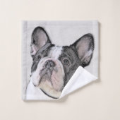 Peinture française de Bulldog (Pied de broche) - A (Gant de toilette)