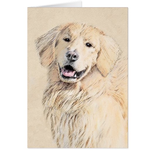 Peinture Golden Retriever - Joli art original chie (Devant)