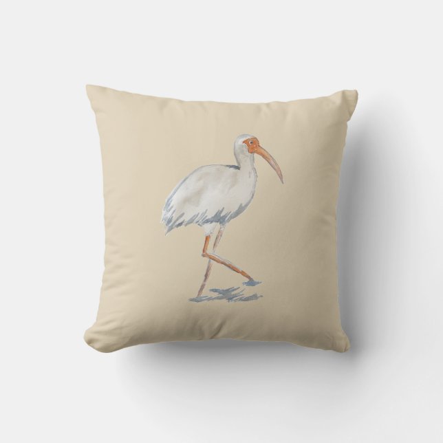 Peinture Ibis Tropicale blanche Coussin neutre (Recto)