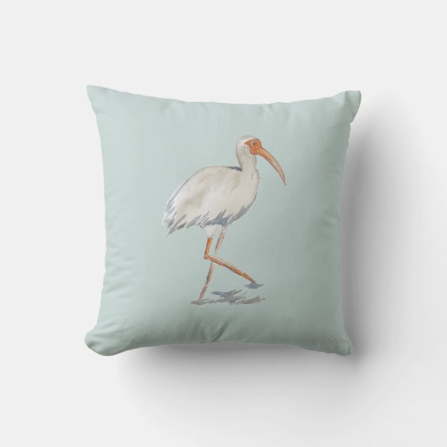 Peinture Ibis Tropicale blanche Coussin neutre (Recto)