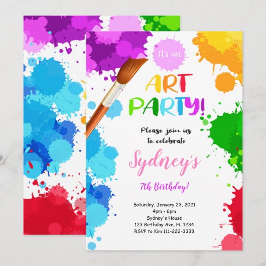 Peinture Invitation Anniversaire (Devant / Derrière)