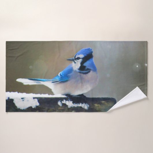 Peinture Jay Bleu - Art Oiseau Original (Serviette de bain)