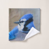 Peinture Jay Bleu - Art Oiseau Original (Gant de toilette)