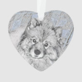 Peinture Keeshond Beth - Joli art original chien (dos)