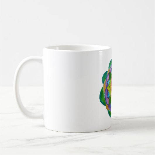 Peinture Mandala verte classique Mug blanc (Gauche)