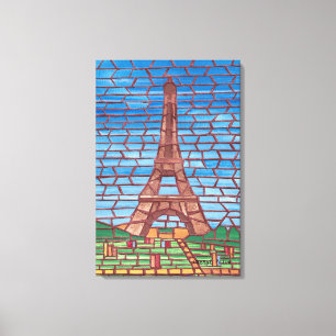 Peinture mosaïque de la Tour Eiffel Toile envelopp