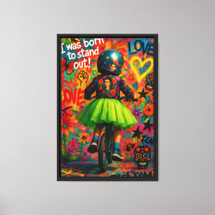 Peinture murale en toile de puissance fille coloré