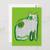 peinture numérique de 'chat vert' Carte postale (Devant / Derrière)