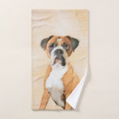Peinture originale de chien Boxer non recadrée Art (Serviette à main)