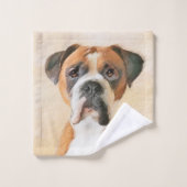 Peinture originale de chien Boxer non recadrée Art (Gant de toilette)