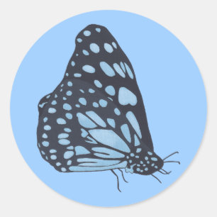 Peinture Papillon noir Spots bleus Stickers
