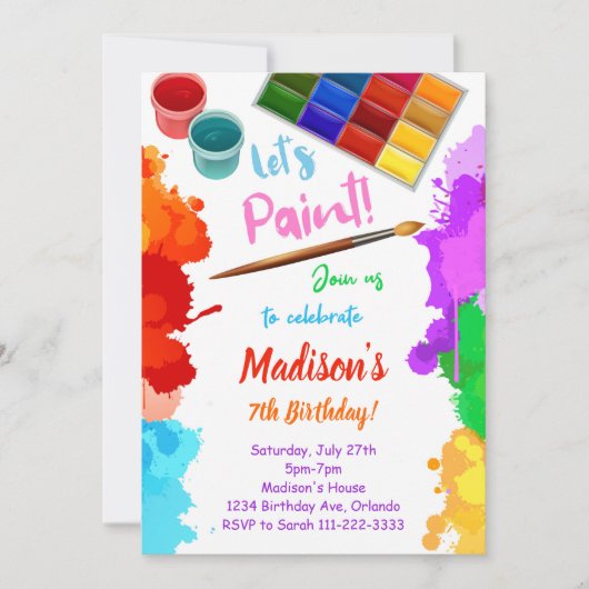 Peinture Peindre Invitation Anniversaire (Devant)